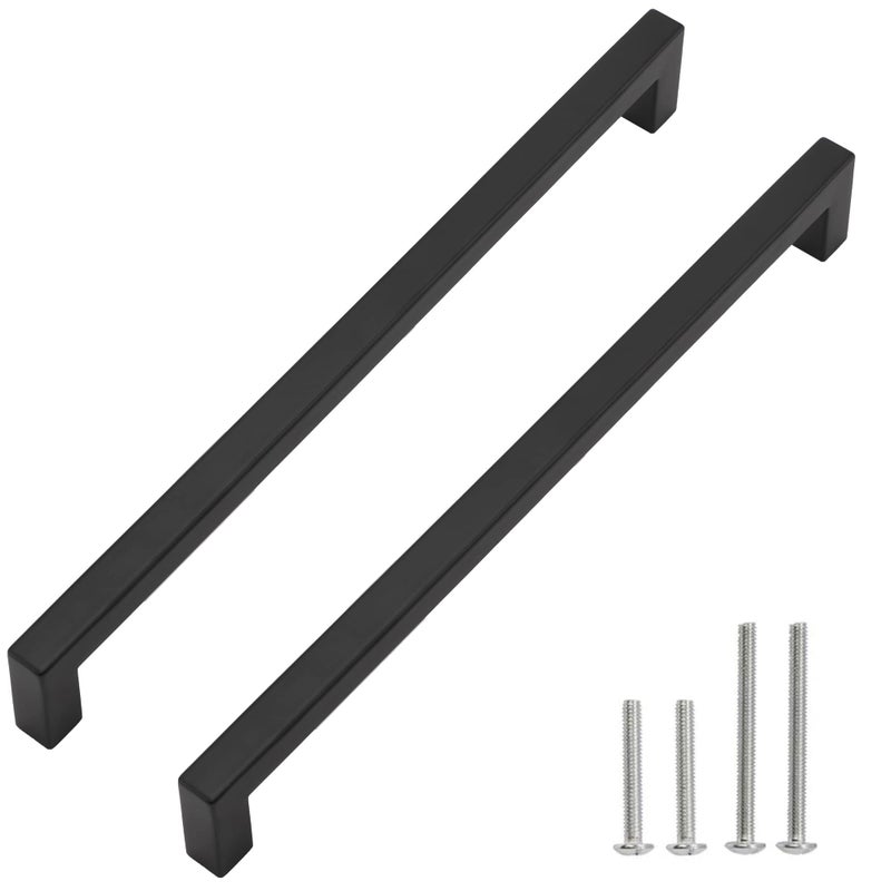 Redunest Cabinet Pulls Matte Black Cabinet Handles Square Drawer Pulls  10 Pack 11-1/3 Inch Stainless Steel Kitchen Door Cupboard Cabinet Handles  Drawer Hardware Handles  288mm Hole Centers - Image 1